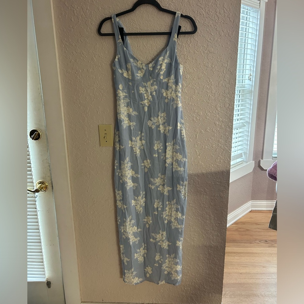 Reformation Reverie Dress Blue and White - Picture 6 of 9